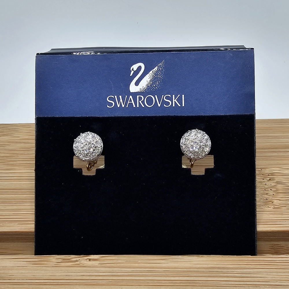 Swarovski Silver Crystal Clip-On Earrings